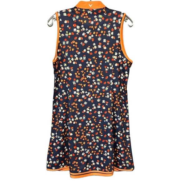 NWT Callaway Floral Printed Sleeveless Opti-Dri Golf Dress Fluted Hem Indigo XL - Picture 2 of 7